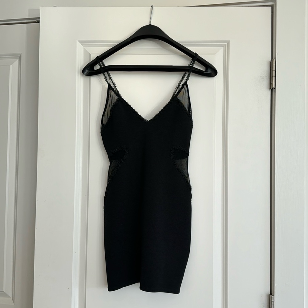 TopShop Black Mesh Going Out Mini Dress with Spaghetti straps size US 0